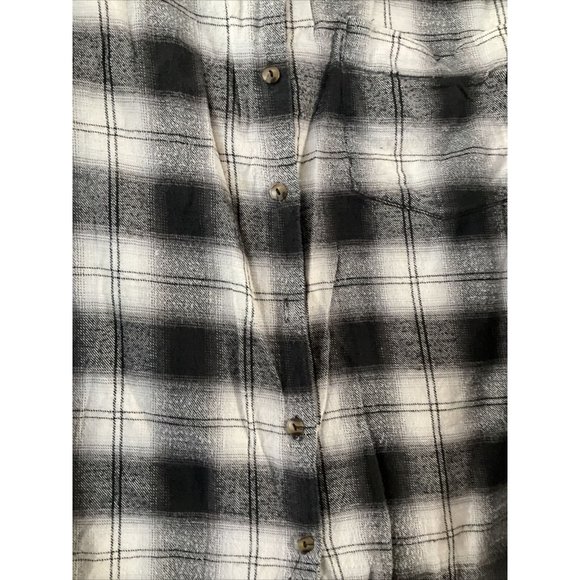 Vintage Greatland Sportswear Mens Plaid Flannel Medium Black & White Lightweight - Picture 7 of 8